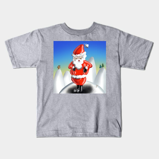 Funny Santa Claus 🎅 Kids T-Shirt by Mooseberry1